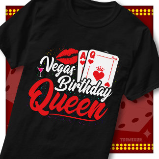 Vegas Verjaardags Koningin Casino Feest Meisjes Re T-shirt