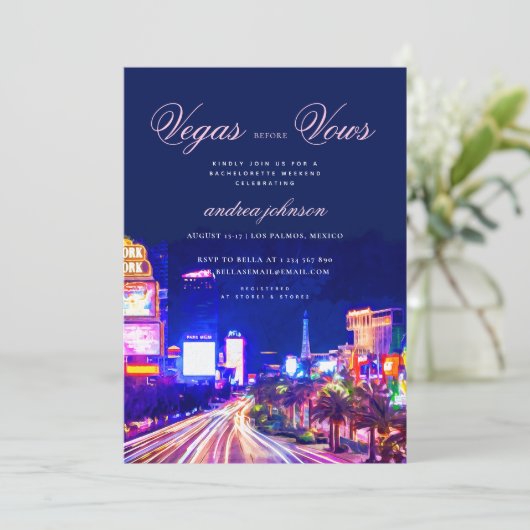 Vegas voor Vows Meisjesuitstapje Afscheid van de T Kaart (Staand voorkant)