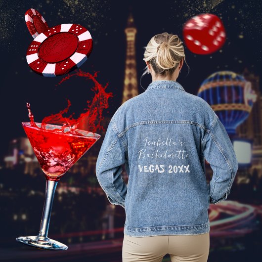 Vegas Vrijgezellen Bruid Om Elegant Script Te Zijn Denim Jacket