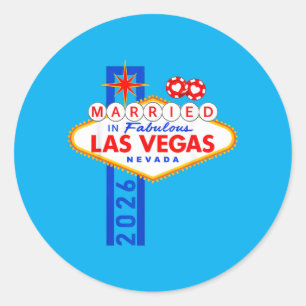 Vegas vrijgezellenfeest getrouwd in Vegas bruidego Ronde Sticker