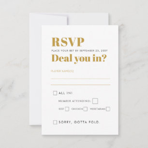 Vegas Wedding Party? Zwart en goud RSVP Kaartje