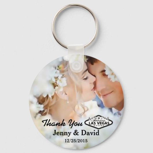Vegas Wedding Personalized Key Ring Wedding Favor Sleutelhanger (Voorkant)