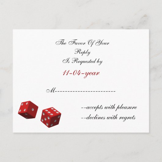 Vegas Wedding rsvp-kaart Uitnodiging Briefkaart (Achterkant)