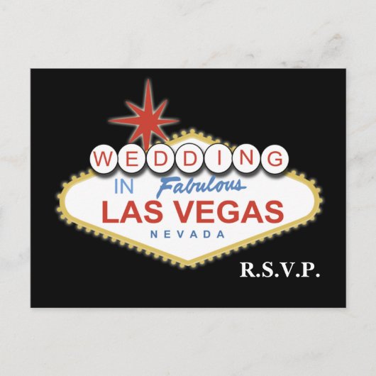 Vegas Wedding rsvp-kaart Uitnodiging Briefkaart (Voorkant)