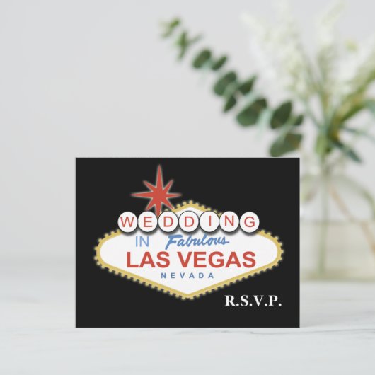 Vegas Wedding rsvp-kaart Uitnodiging Briefkaart (Staand voorkant)