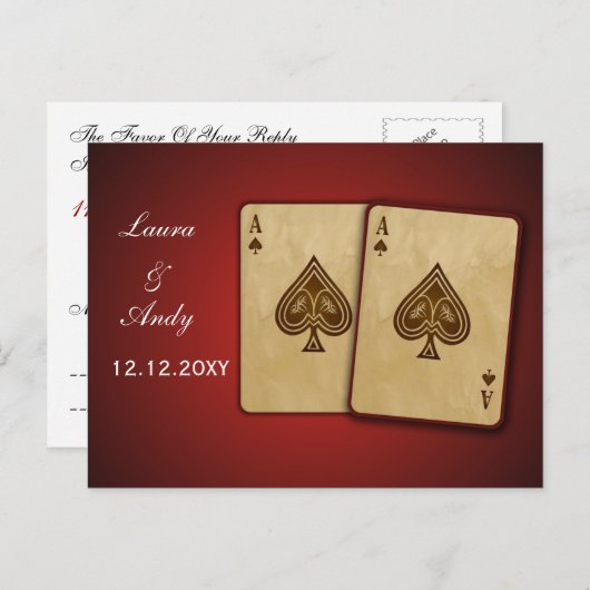 Vegas Wedding rsvp-kaart Uitnodiging Briefkaart (Voorkant / Achterkant)