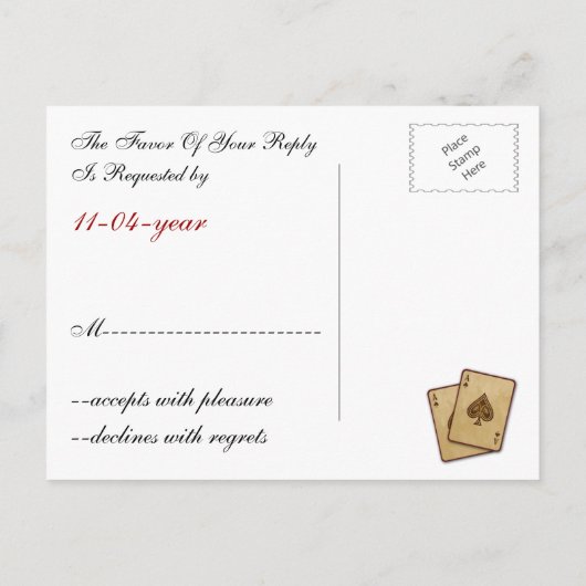 Vegas Wedding rsvp-kaart Uitnodiging Briefkaart (Achterkant)