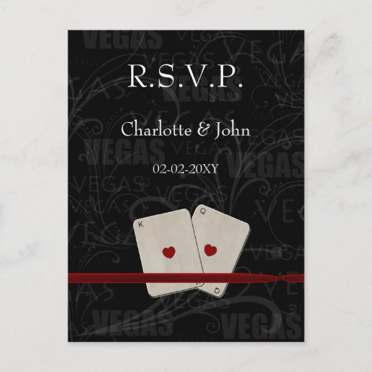 Vegas Wedding rsvp-kaart Uitnodiging Briefkaart (Voorkant)