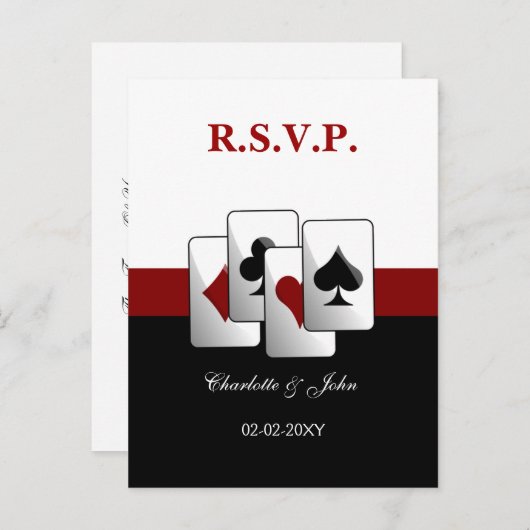 Vegas Wedding rsvp-kaart Uitnodiging Briefkaart (Voorkant / Achterkant)