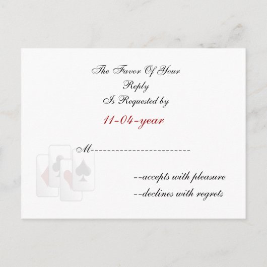Vegas Wedding rsvp-kaart Uitnodiging Briefkaart (Achterkant)