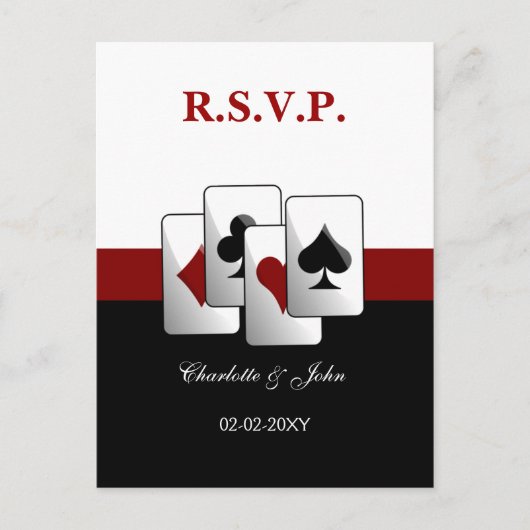 Vegas Wedding rsvp-kaart Uitnodiging Briefkaart (Voorkant)