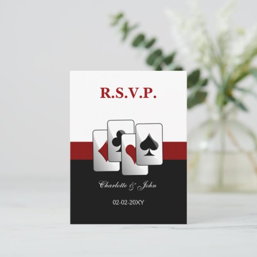 Vegas Wedding rsvp-kaart Uitnodiging Briefkaart (Staand voorkant)