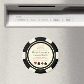 Vegas Wedding Save the Date Poker Chip Black Cream Magneet (Insitu (Vaatwasser))