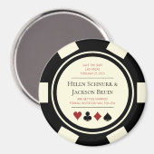 Vegas Wedding Save the Date Poker Chip Black Cream Magneet (Voorkant / Achterkant)