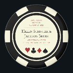Vegas Wedding Save the Date Poker Chip Black Cream Magneet<br><div class="desc">Duw uw uw gasten door hen deze fantastische zwarte,  crèmewitte,  rode pokerspaanstijl te verzenden sparen de datummagneten om op hun koelkast te plaatsen. Ze wachten vol ongeduld op de officiële uitnodiging voor deze leuke bruiloft.</div>