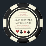 Vegas Wedding Save the Date Poker Chip Black Cream Magneet<br><div class="desc">Duw uw uw gasten door hen deze fantastische zwarte,  crèmewitte,  rode pokerspaanstijl te verzenden sparen de datummagneten om op hun koelkast te plaatsen. Ze wachten vol ongeduld op de officiële uitnodiging voor deze leuke bruiloft.</div>