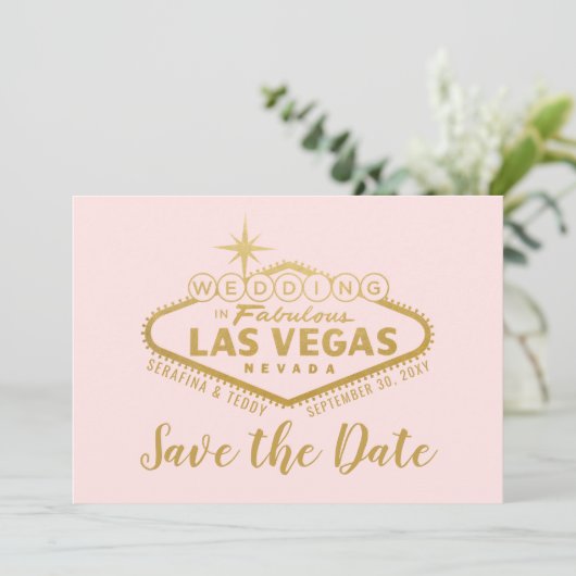 Vegas Wedding Sign Foto Save the Date (Staand voorkant)