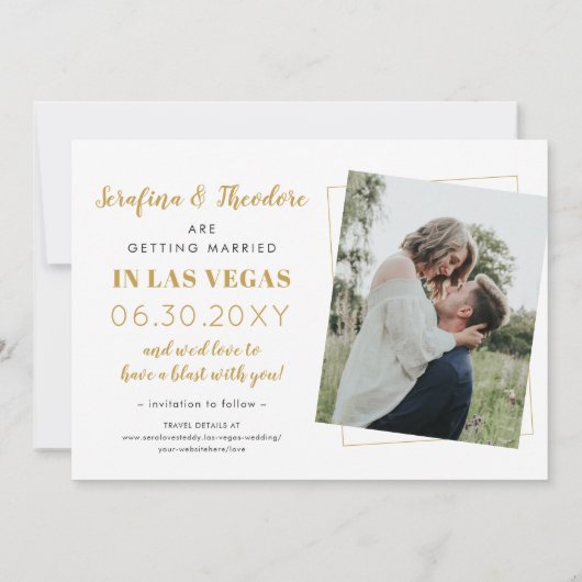 Vegas Wedding Sign Foto Save the Date (Achterkant)