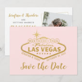 Vegas Wedding Sign Foto Save the Date (Voorkant / Achterkant)