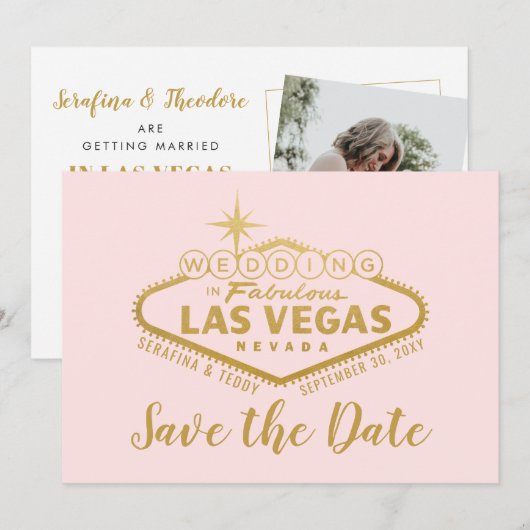 Vegas Wedding Sign Foto Save the Date (Voorkant / Achterkant)