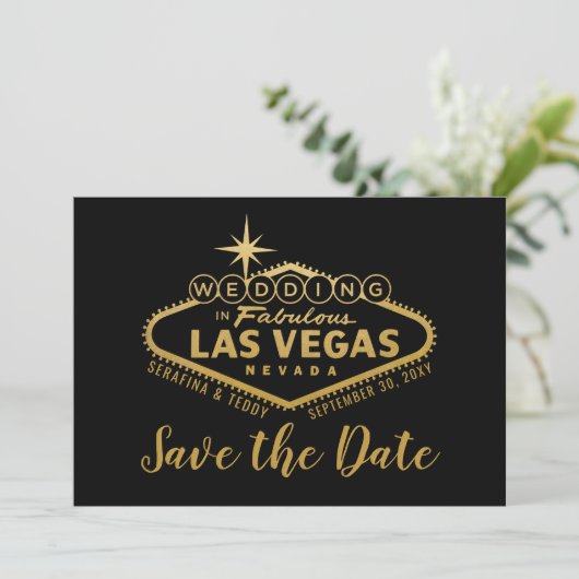 Vegas Wedding Sign Foto Save The Date (Staand voorkant)