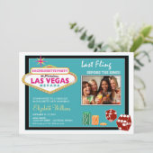 Vegas Weekend Bachelorette Party Invitation (aqua) Kaart (Staand voorkant)