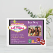 Vegas Weekend Bachelorette Party Invite (lavender) Kaart (Staand voorkant)