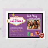 Vegas Weekend Bachelorette Party Invite (lavender) Kaart (Voorkant / Achterkant)