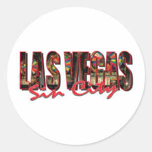 VEGAS-WOORD-en-zonde-stad Ronde Sticker