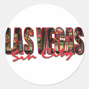 VEGAS-WORD-and-Sin-City Ronde Sticker