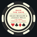 Vegas Zwart Wit Poker Chip Bruiloft Save The Date Ronde Sticker<br><div class="desc">Vertroebel je gasten door ze deze zwart-witte pokerchip te sturen,  sla de datum rond stickers op om op hun kalender te plaatsen. Stuur ze zelf of neem ze op in een uitnodiging voor een bewaar de datum. Ze wachten met spanning op de formele uitnodiging voor deze zeker leuke bruiloft!</div>
