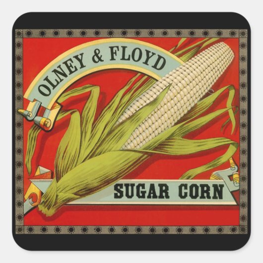  vegetabel, Olney & Floyd Sugar Corn Vierkante Sticker (Voorkant)