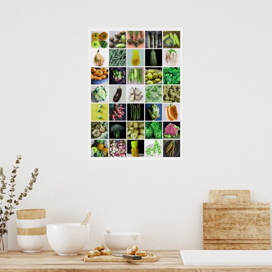 VEGETABELLEN Collage - Geel/groen Poster (Keuken)