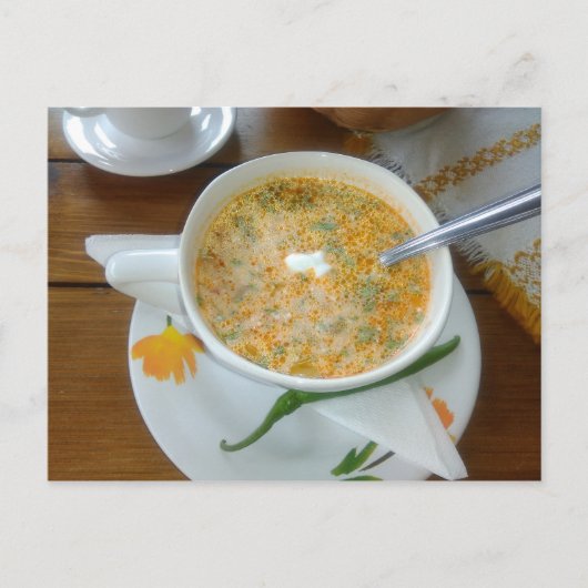 Vegetabla-soep met zure room briefkaart (Voorkant)