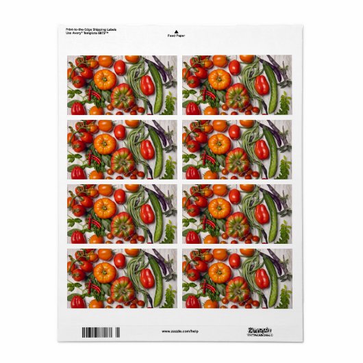 Vegetable and Herb Harvest Etiket (Full Sheet)