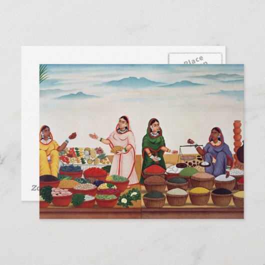 Vegetable and Spice Market at Benares, c.1840 (gou Briefkaart (Voorkant / Achterkant)