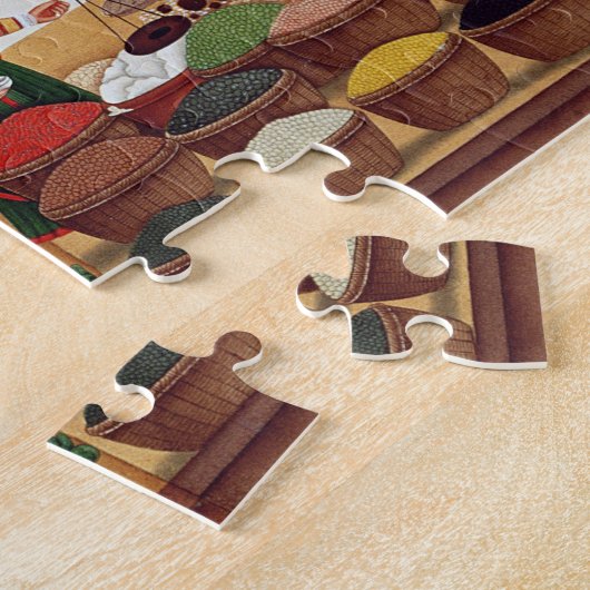 Vegetable and Spice Market at Benares, c.1840 (gou Legpuzzel (Zijkant)