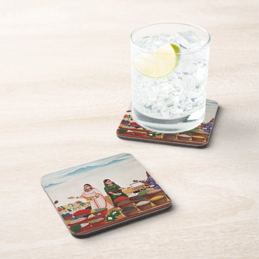 Vegetable and Spice Market at Benares, c.1840 (gou Onderzetter (Rechterzijde)