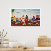 Vegetable and Spice Market at Benares, c.1840 (gou Poster (Keuken)