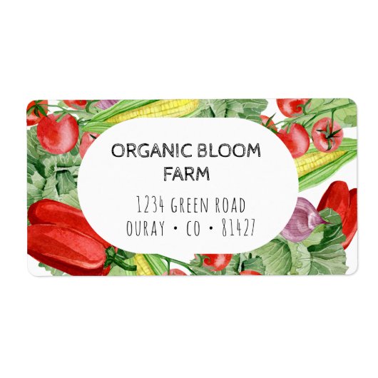 Vegetable boerderij waterverf Verzendadres Etiket (Voorkant)