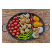 Vegetable Casserole Dish Graphic with Wood Effect Snijplank (Voorkant)