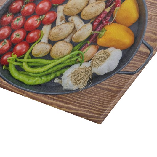Vegetable Casserole Dish Graphic with Wood Effect Snijplank (Hoek)