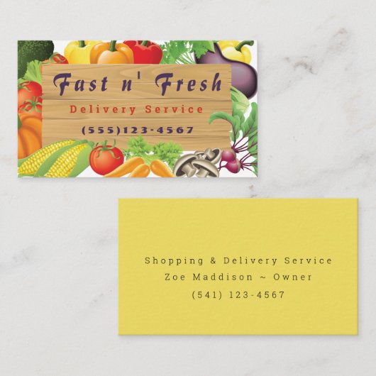 Vegetable Food Design Delivery Service Visitekaartje (Voorkant / Achterkant)