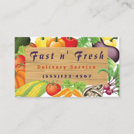 Vegetable Food Design Delivery Service Visitekaartje (Voorkant)