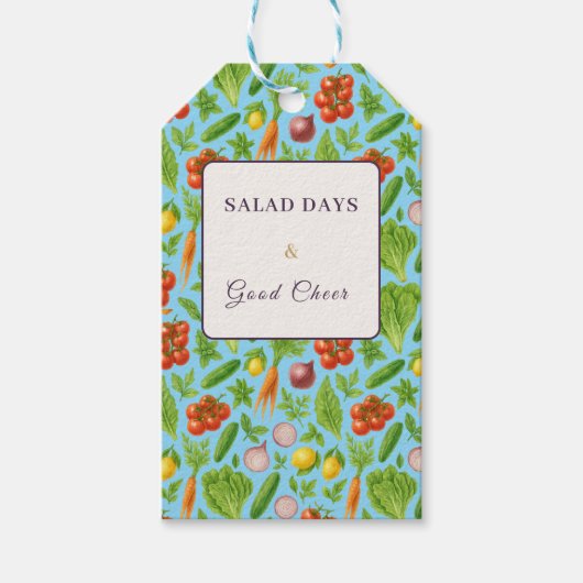 Vegetable Garden Gift Bag — Soft Teal Blue Cadeaulabel (Voorkant)