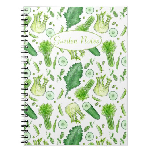 Vegetable Garden Journal Waterverf Celery Kale Notitieboek (Voorkant)