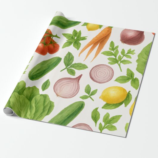 Vegetable Garden Wrapping Paper | Kitchen Gift Cadeaupapier (Uitgerold)