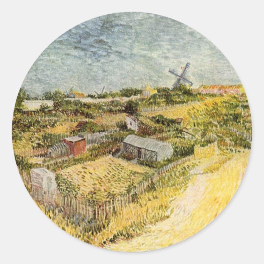 Vegetable Gardens, Montmartre by Vincent van Gogh Ronde Sticker (Voorkant)