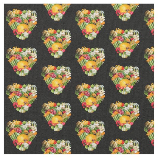 Vegetable Harvest Hearts Stof (Close Up)