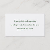 Vegetable Harvest Visitekaartje (Achterkant)